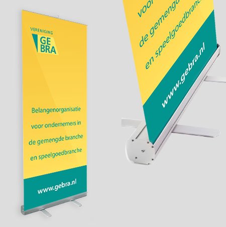 Corporate Identity, communicatie en productie beursbanners, roll-up systeem.